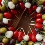 Christmas Antipasto Wreath holiday appetizer on festive board