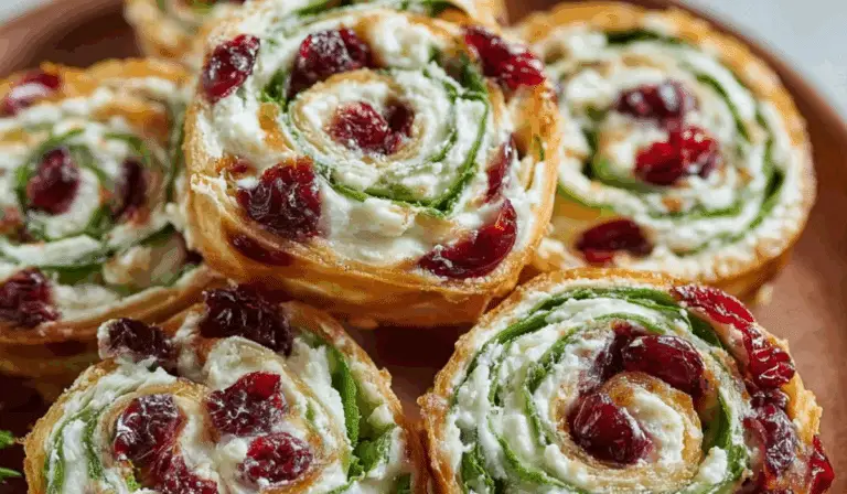 Christmas Cranberry Pinwheels served on holiday platter