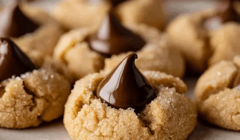 Classic Peanut Butter Blossoms on festive tray