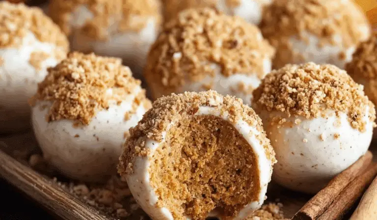 No Bake Pumpkin Cheesecake Balls on a fall tray