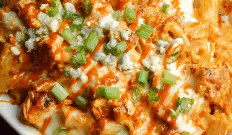 Buffalo Chicken Mac and Cheese baked casserole