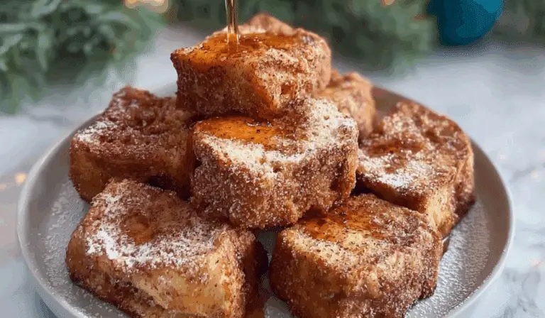 Eggnog French Toast Bites on holiday table