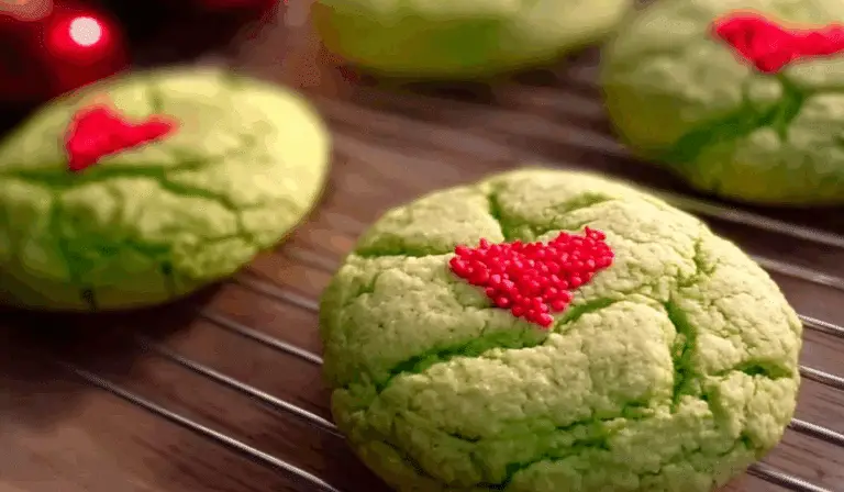 Grinch cookies on festive tray