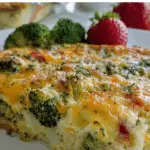 Potato, Broccoli and Pepper Jack Egg Casserole in baking dish