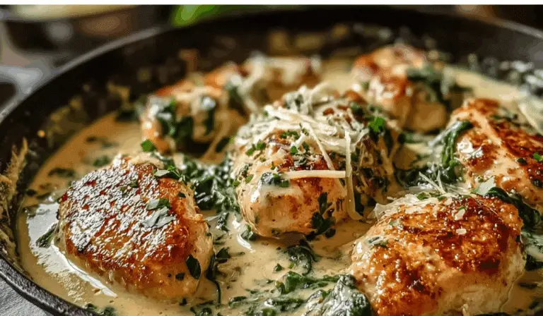 Chicken Florentine in skillet