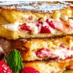 Strawberry Stuffed French Toast on a plate