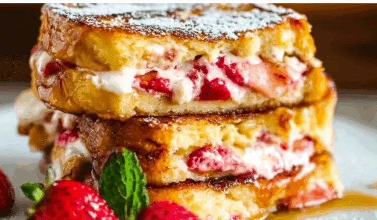 Strawberry Stuffed French Toast on a plate