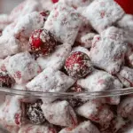 Cherry Cheesecake-Inspired Puppy Chow in a bowl