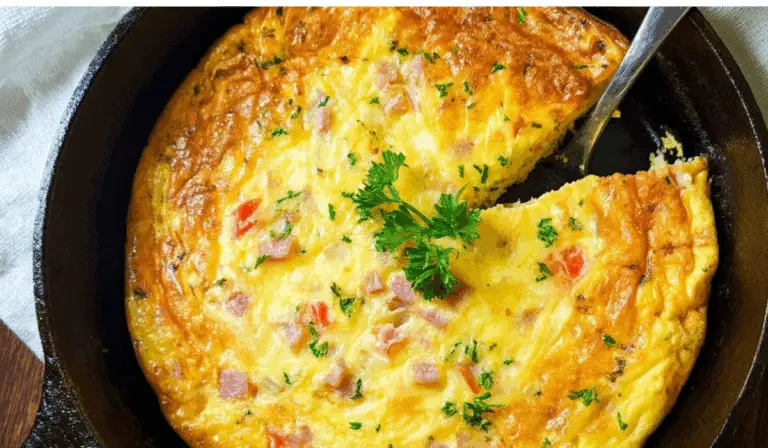 Ham and Cheese Frittata in skillet