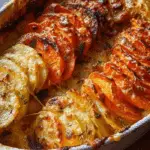 Cheesy Root Vegetable Gratin in baking dish