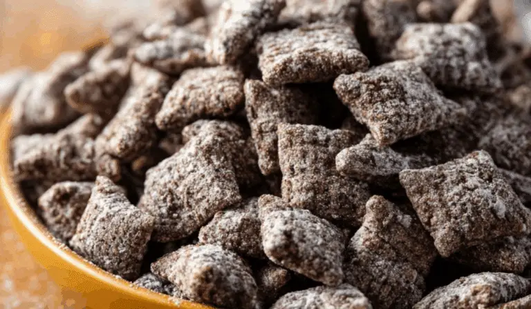 Brownie Batter Puppy Chow in bowl