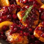 Skillet Cranberry Orange Chicken in cast iron skillet