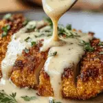 Parmesan Crusted Chicken with Creamy Garlic Sauce plated