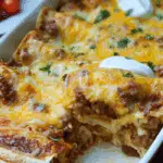 Overnight Breakfast Burrito Casserole fresh from oven