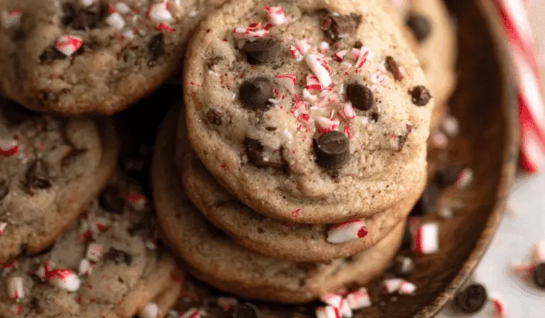 Peppermint Chocolate Chip Cookies fresh out of the oven
