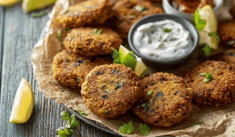 Black-Eyed Pea Fritters served with dipping sauces