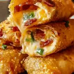 Bacon Jalapeño Popper Eggrolls on serving plate