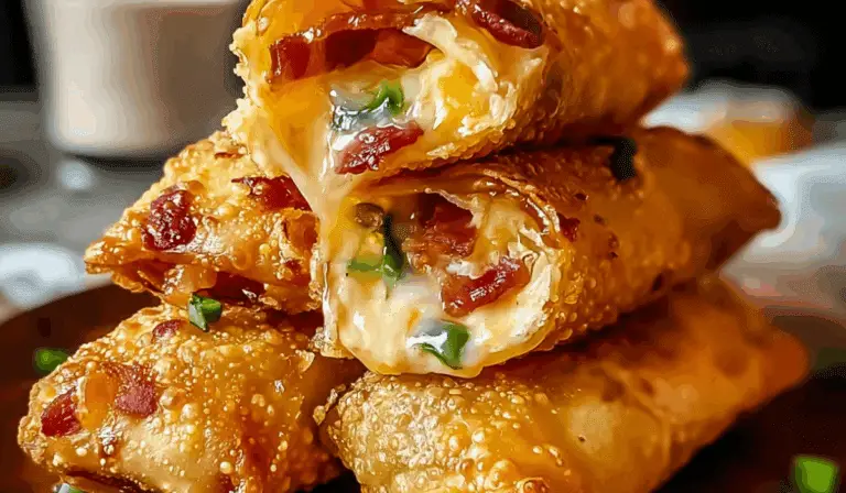 Bacon Jalapeño Popper Eggrolls on serving plate