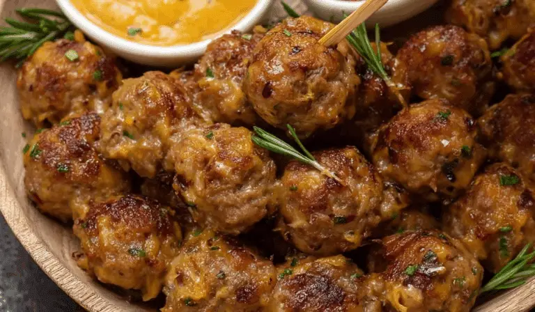 Stuffing Sausage Balls appetizer holiday platter