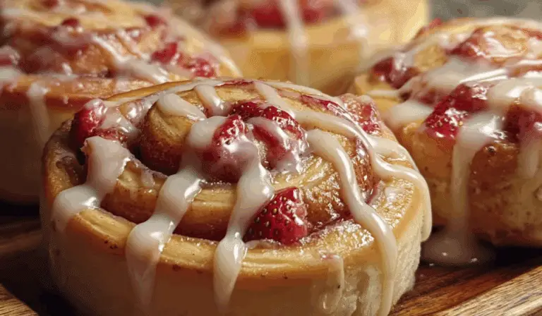 Strawberry Cheesecake Cinnabon Rolls on tray