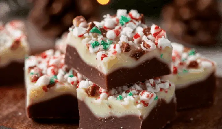 Christmas Fudge on festive tray with toppings