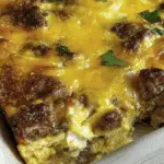 Sausage and Egg Keto Breakfast Casserole fresh out of the oven