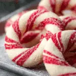 Candy Cane Cookies on a holiday baking tray