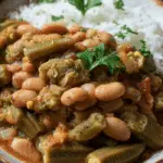 crockpot speckled butter beans and okra stew served hot