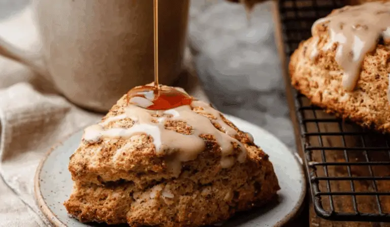 Maple Chai Glazed Scones on Rustic Table