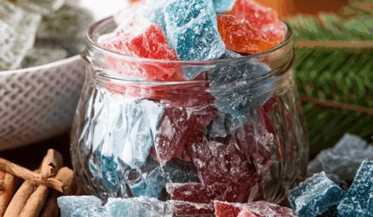 Hard Tack Candy in holiday jar