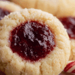 Soft Christmas Thumbprint Cookies on festive platter