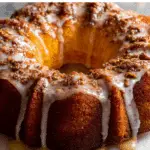 Homemade Butter Rum Cake on cake stand