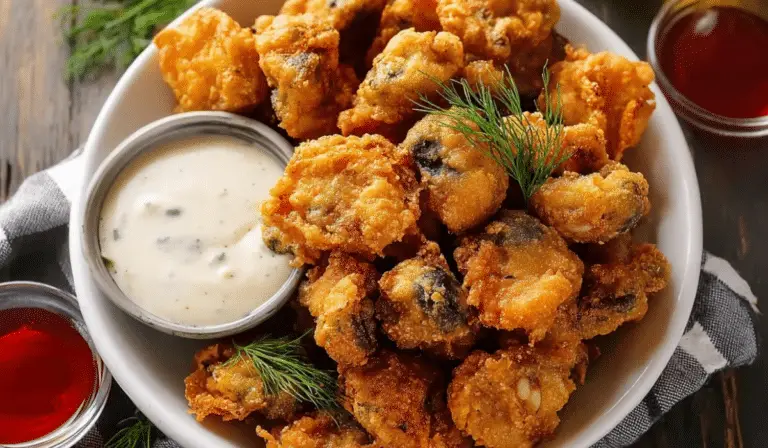 Fried Mushrooms served with dipping sauces