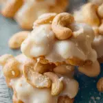 White Chocolate Caramel Cashew Clusters on holiday tray