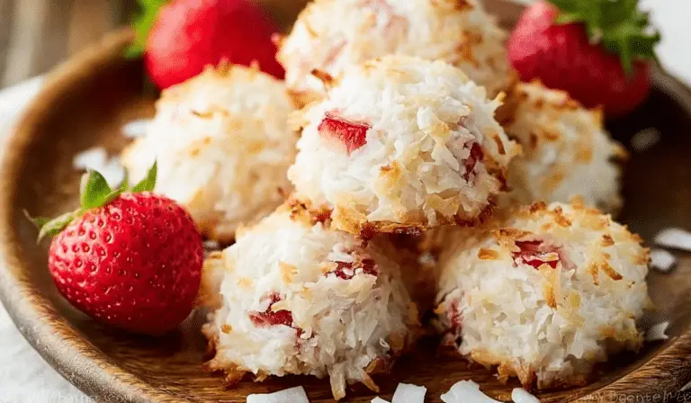 Strawberry Coconut Macaroons on serving plate