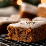 Gingerbread Cookie Bars fresh baked on rustic table