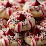 Candy Cane Kiss Cookies on holiday table