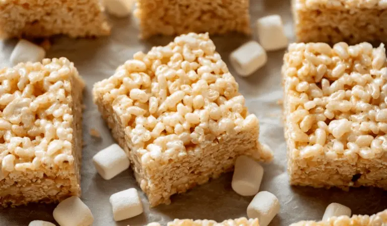 rice krispie treats on parchment paper