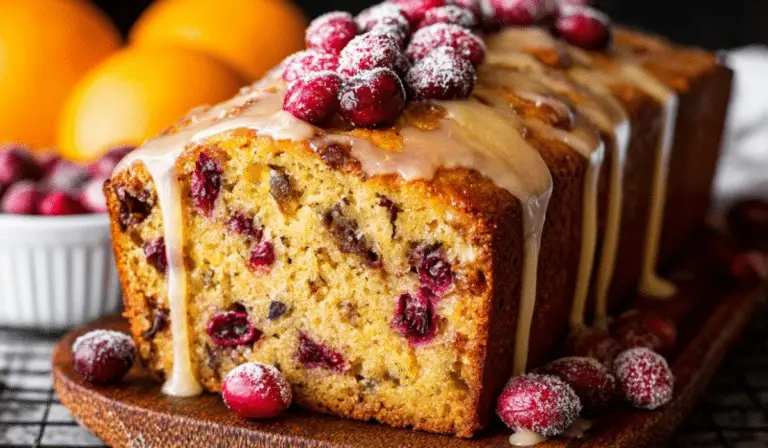 Orange Glazed Cranberry Bread fresh out of the oven