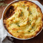 Vegetarian Shepherd’s Pie in ceramic dish