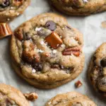 Salted Caramel Pecan Chocolate Chip Cookies fresh from the oven