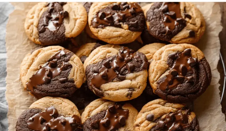 Peanut Butter Chocolate Swirl Cookies on tray