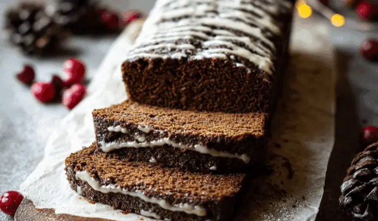 Spiced Gingerbread Loaf on wooden board