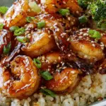 Honey Garlic Shrimp over jasmine rice