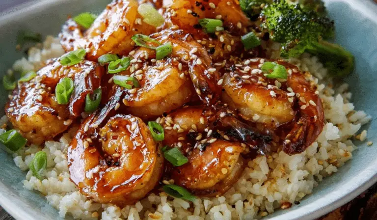 Honey Garlic Shrimp over jasmine rice