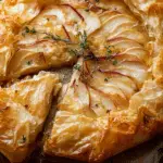 Apple Brie Phyllo Galette on rustic board