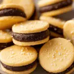 Chocolate Orange Sandwich Cookies stacked on a plate