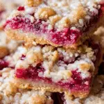 Raspberry Streusel Bars served on a plate