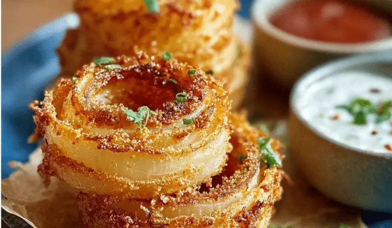 Keto Onion Rings served crispy and golden