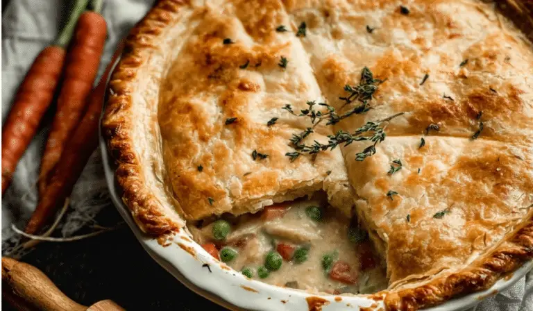 Chicken Pot Pie in Rustic Ceramic Dish